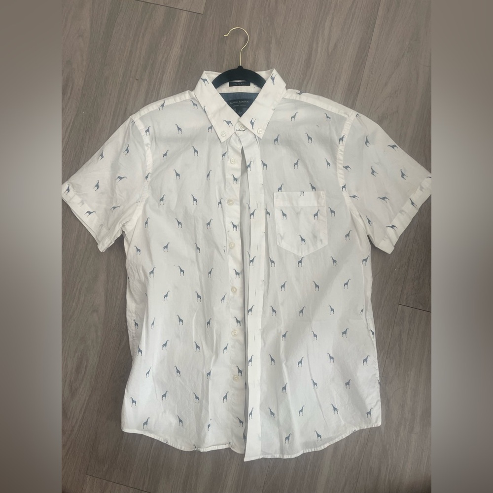 Banana Republic White Shirt with Blue Pattern